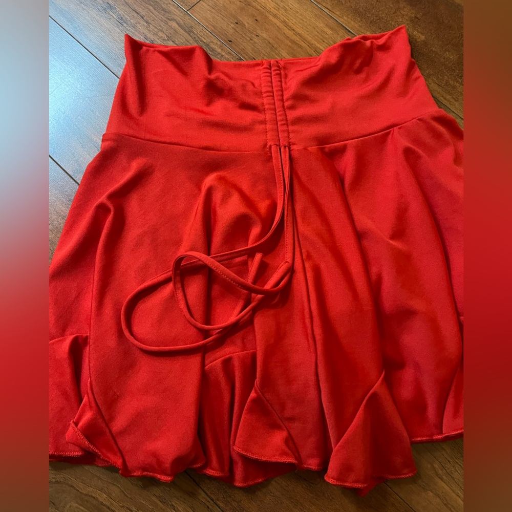 Red Latin skirt with attached shorts